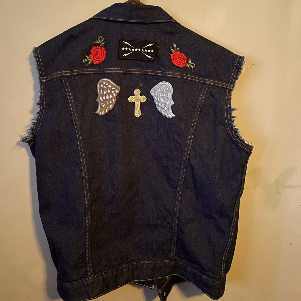 Levis denim vest custom with Slumerican Flag*